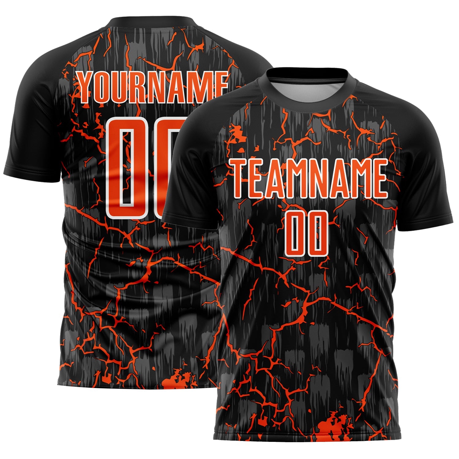 Custom Black Orange-White Pink Lightning Sublimation Soccer Uniform Jersey - Main View