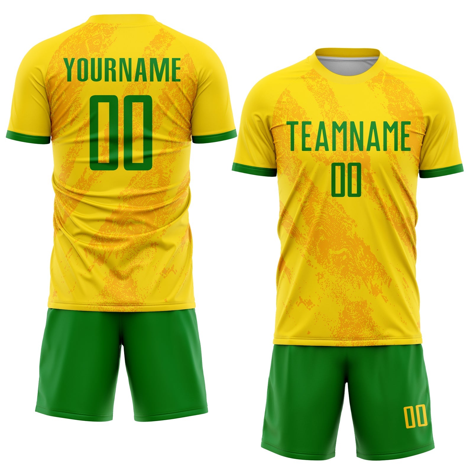 Custom Gold Grass Green Sublimation Soccer Uniform Jersey view 2