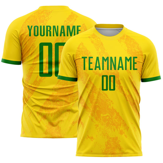 Custom Gold Grass Green Sublimation Soccer Uniform Jersey - Main View