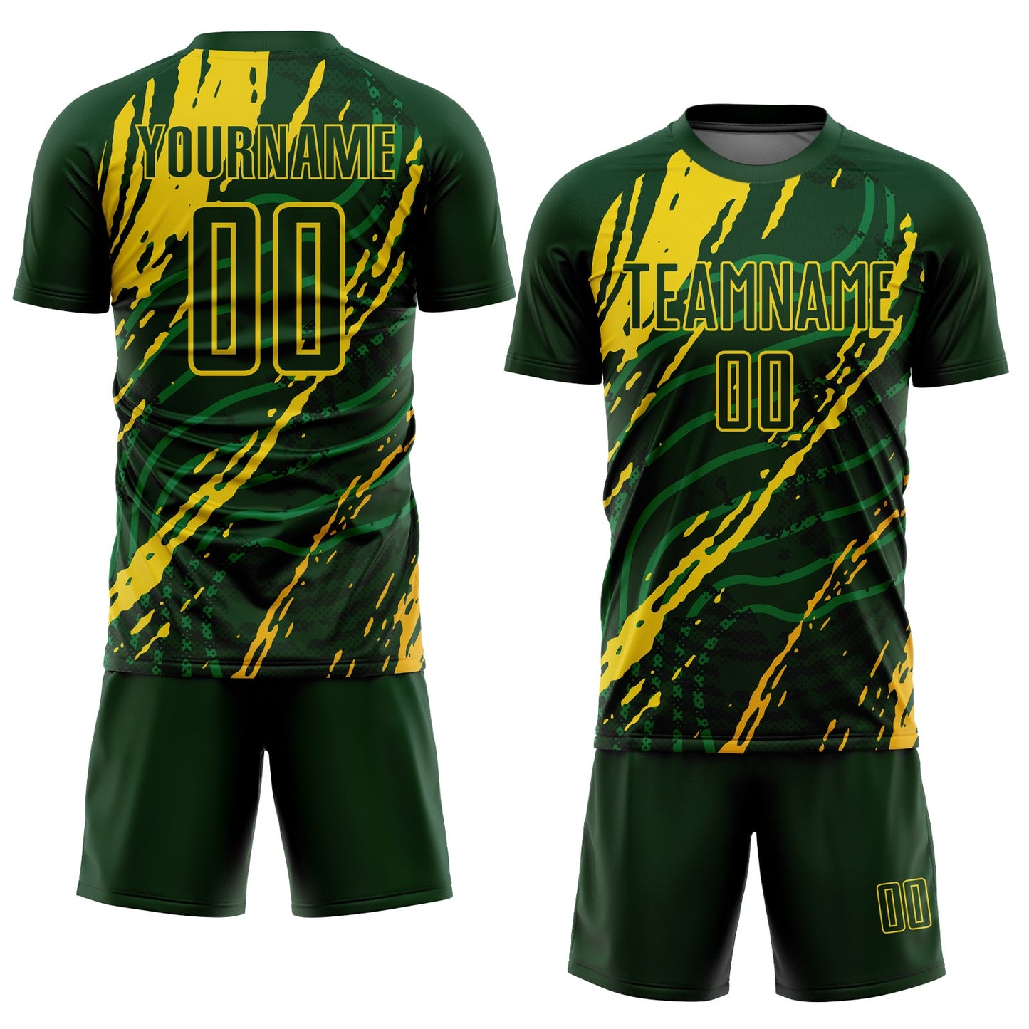 Custom Green Yellow Sublimation Soccer Uniform Jersey view 2