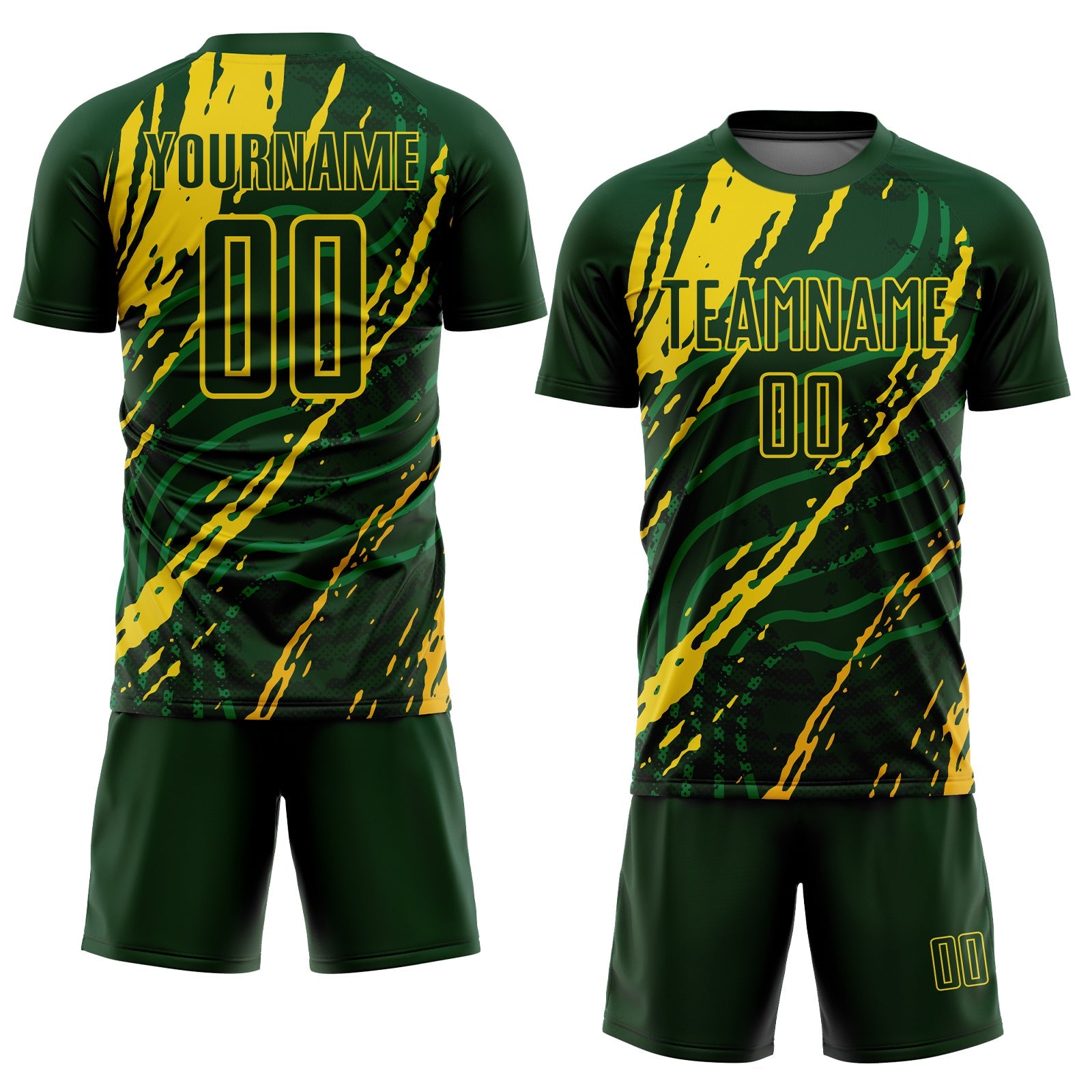 Custom Green Yellow Sublimation Soccer Uniform Jersey view 2