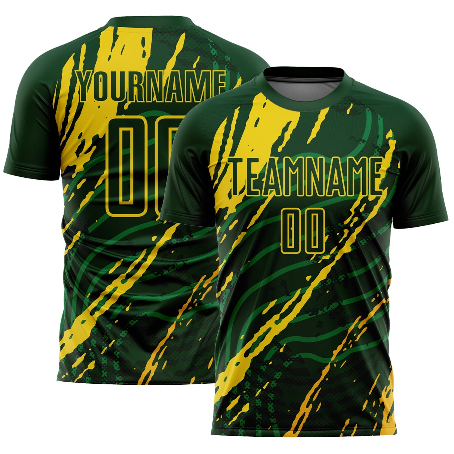 Custom Green Yellow Sublimation Soccer Uniform Jersey - Main View