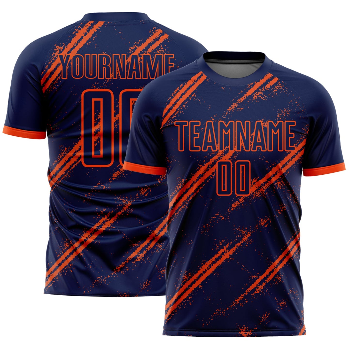 Custom Navy Orange Sublimation Soccer Uniform Jersey - Main View