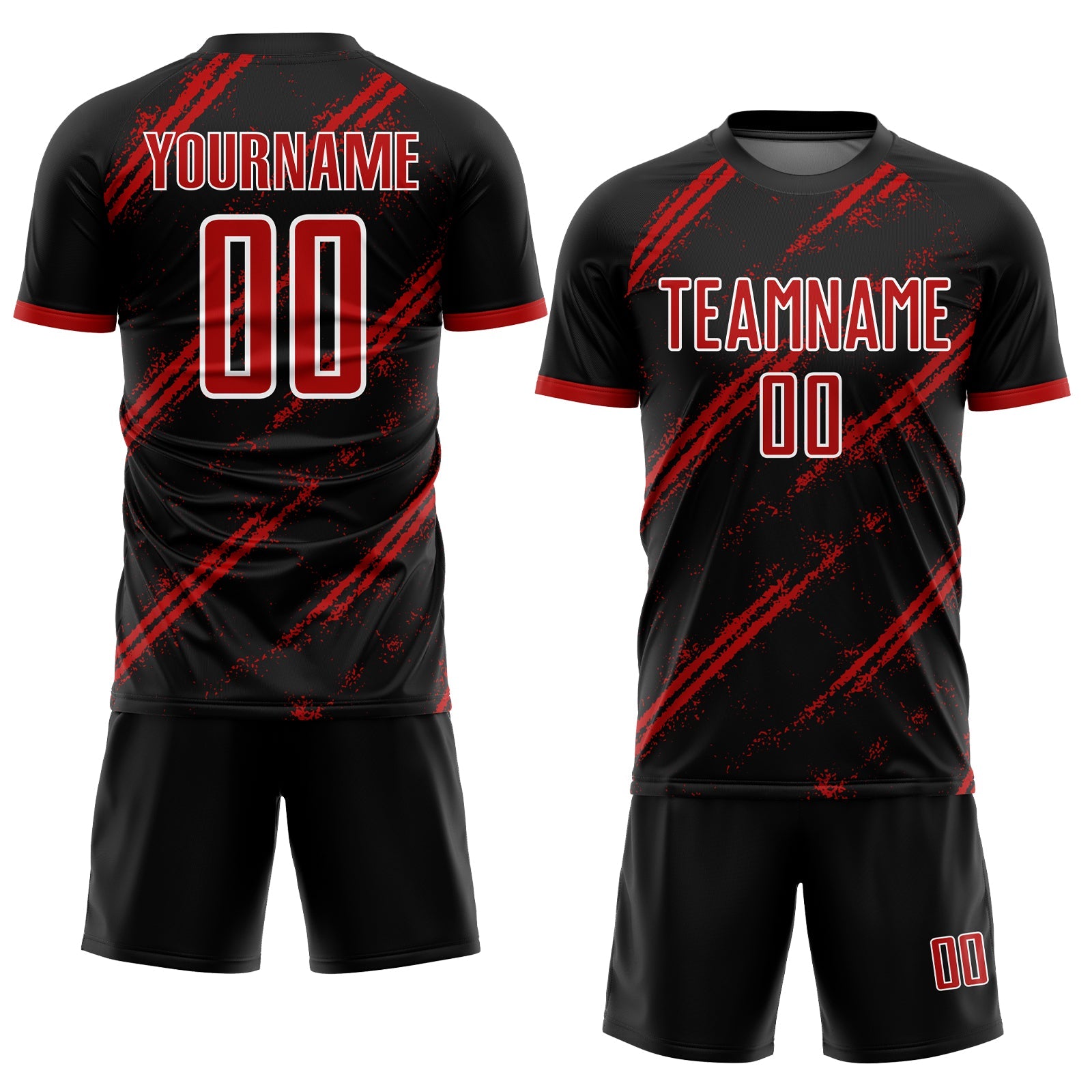 Custom Black Red-White Sublimation Soccer Uniform Jersey view 2