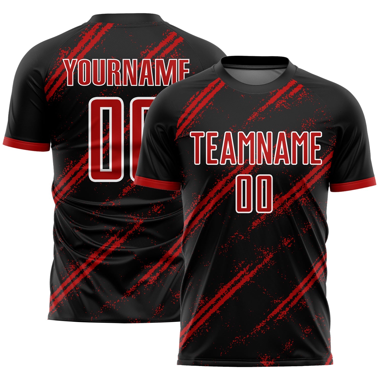 Custom Black Red-White Sublimation Soccer Uniform Jersey - Main View