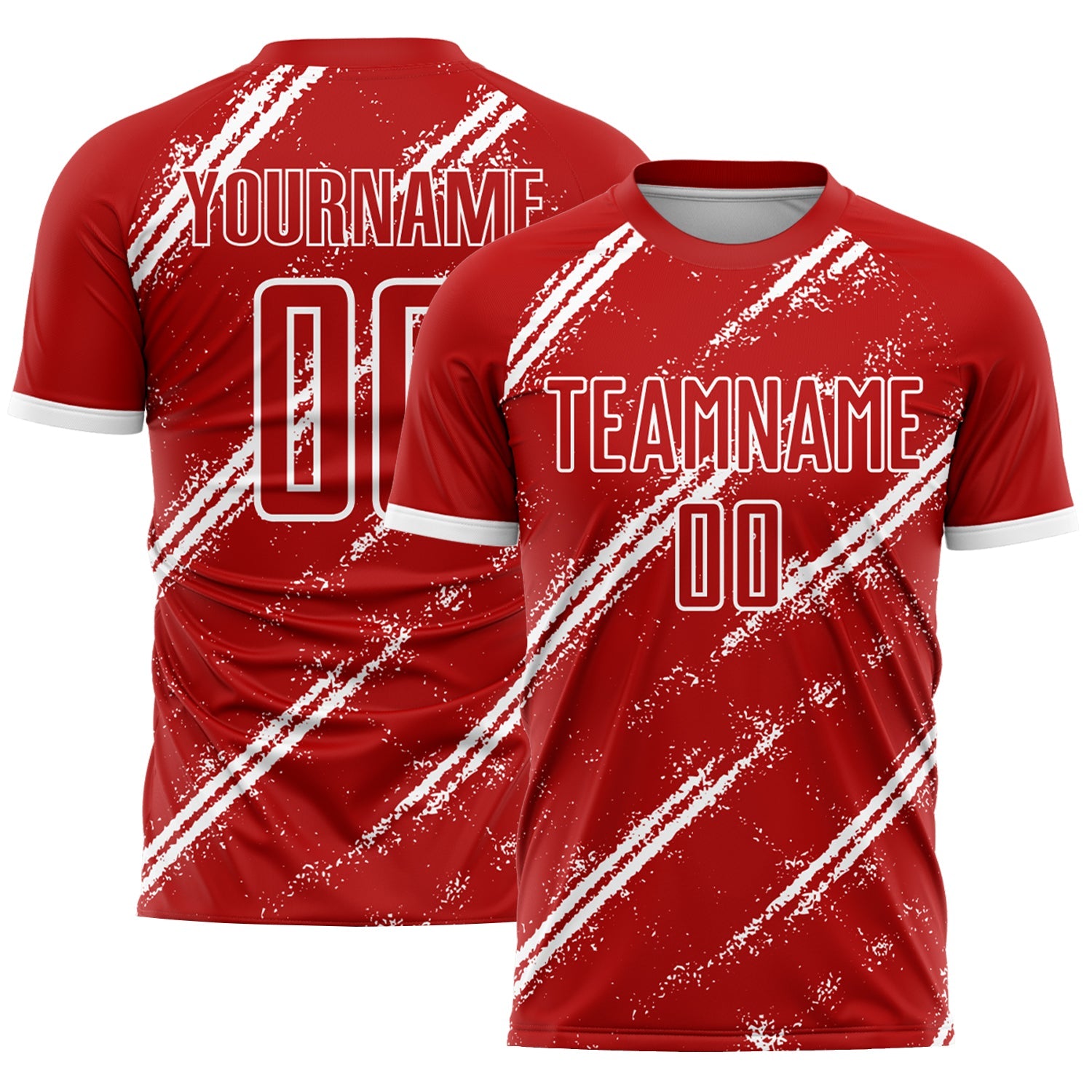Custom Red White Sublimation Soccer Uniform Jersey - Main View