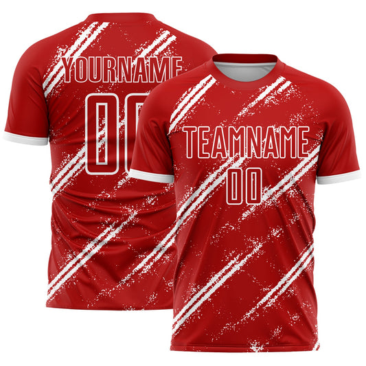 Custom Red White Sublimation Soccer Uniform Jersey - Main View