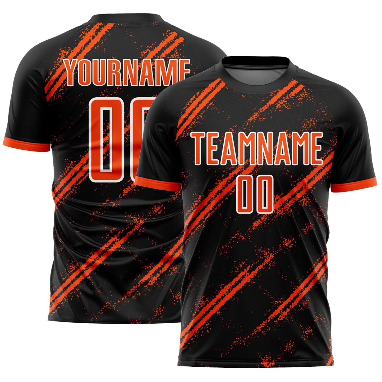Custom Black Orange-White Sublimation Soccer Uniform Jersey - Main View