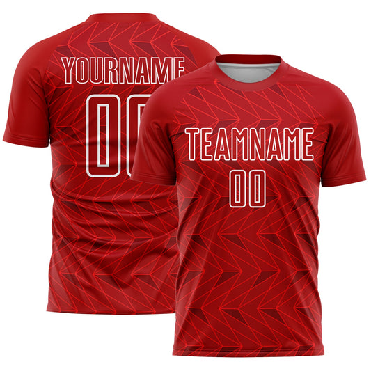 Custom Red White Sublimation Soccer Uniform Jersey - Main View