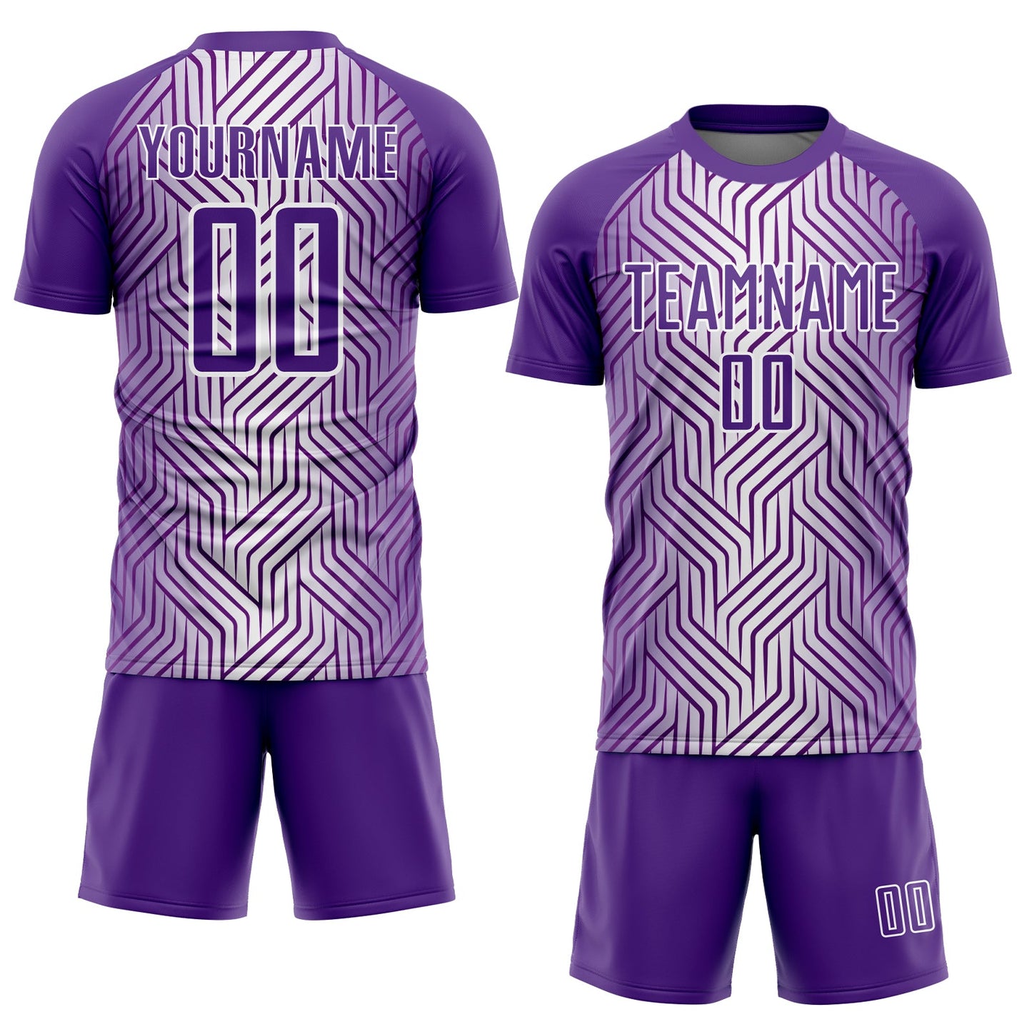 Custom Purple White Lines Sublimation Soccer Uniform Jersey view 2