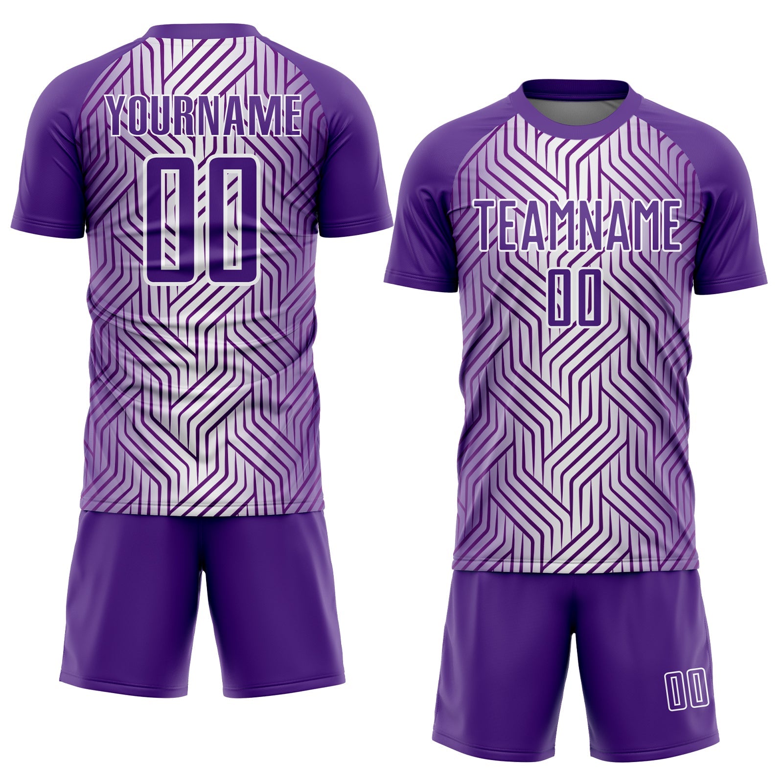 Custom Purple White Lines Sublimation Soccer Uniform Jersey view 2