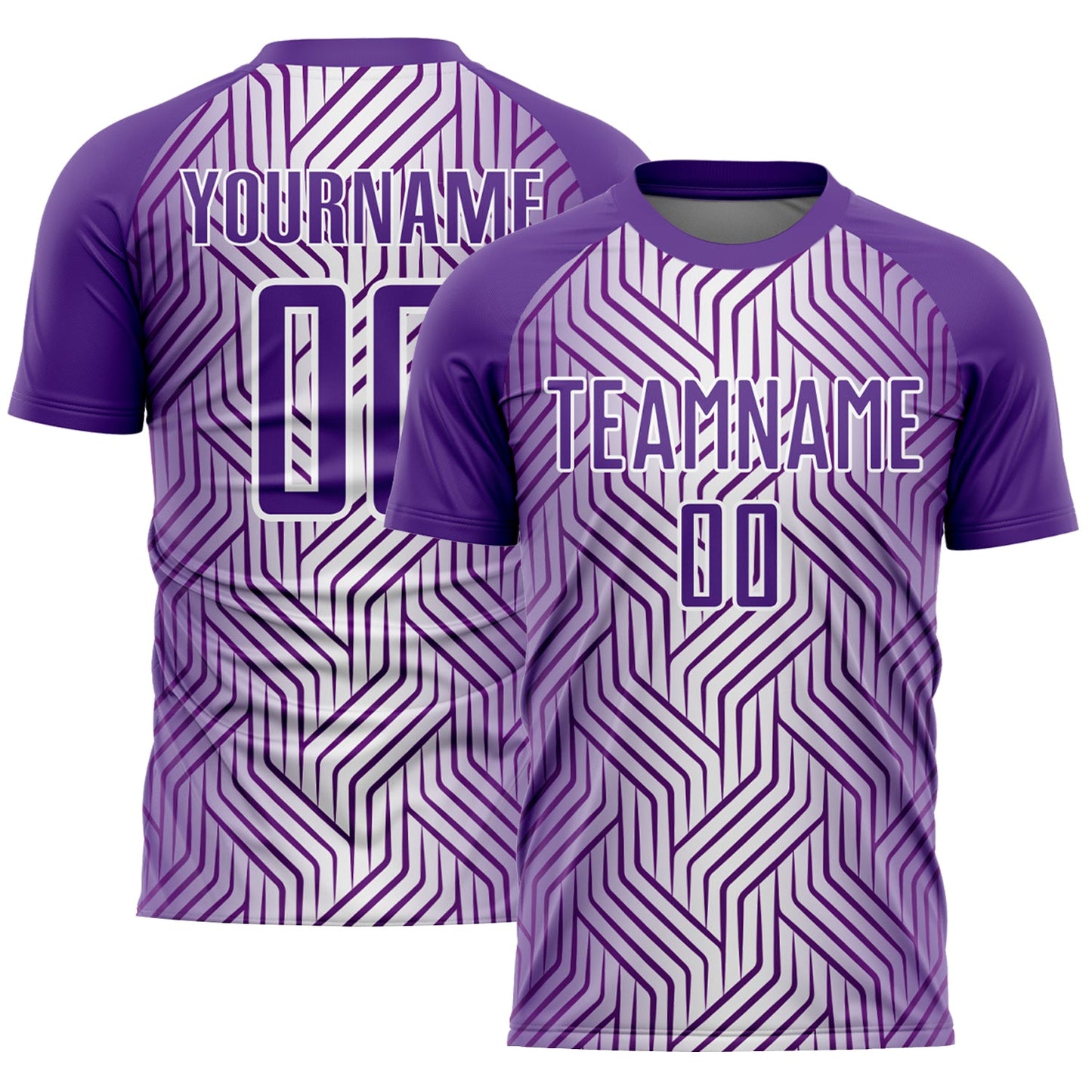 Custom Purple White Lines Sublimation Soccer Uniform Jersey - Main View