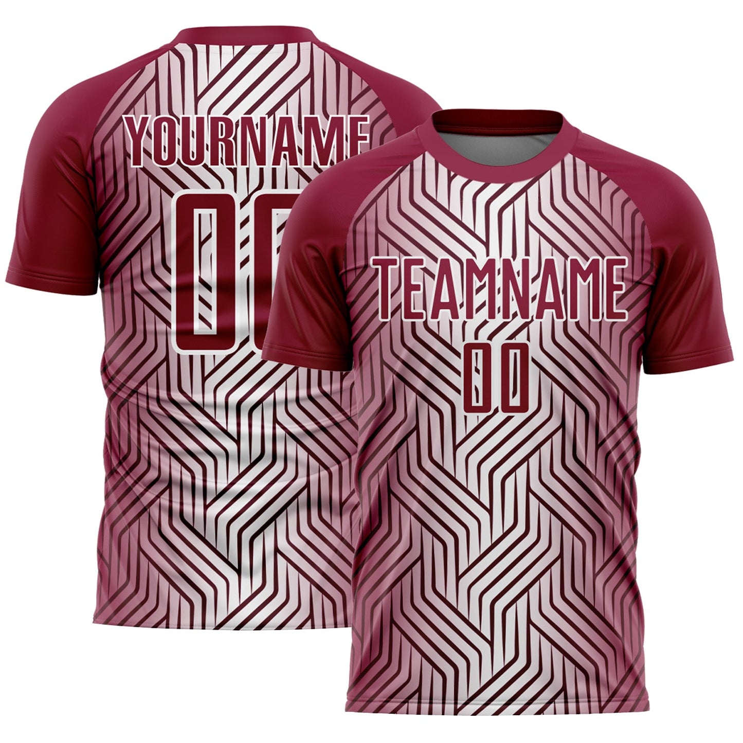 Custom Maroon White Lines Sublimation Soccer Uniform Jersey - Main View