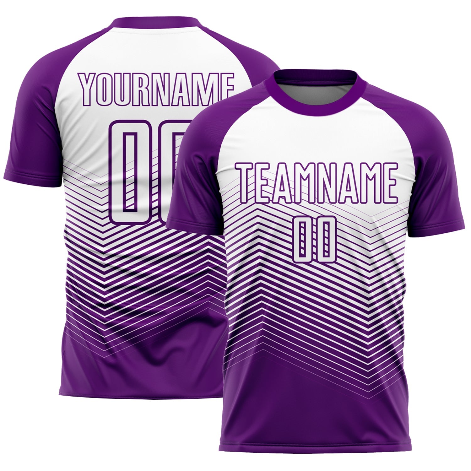Custom Purple White Abstract Geometric Triangles Sublimation Soccer Uniform Jersey - Main View