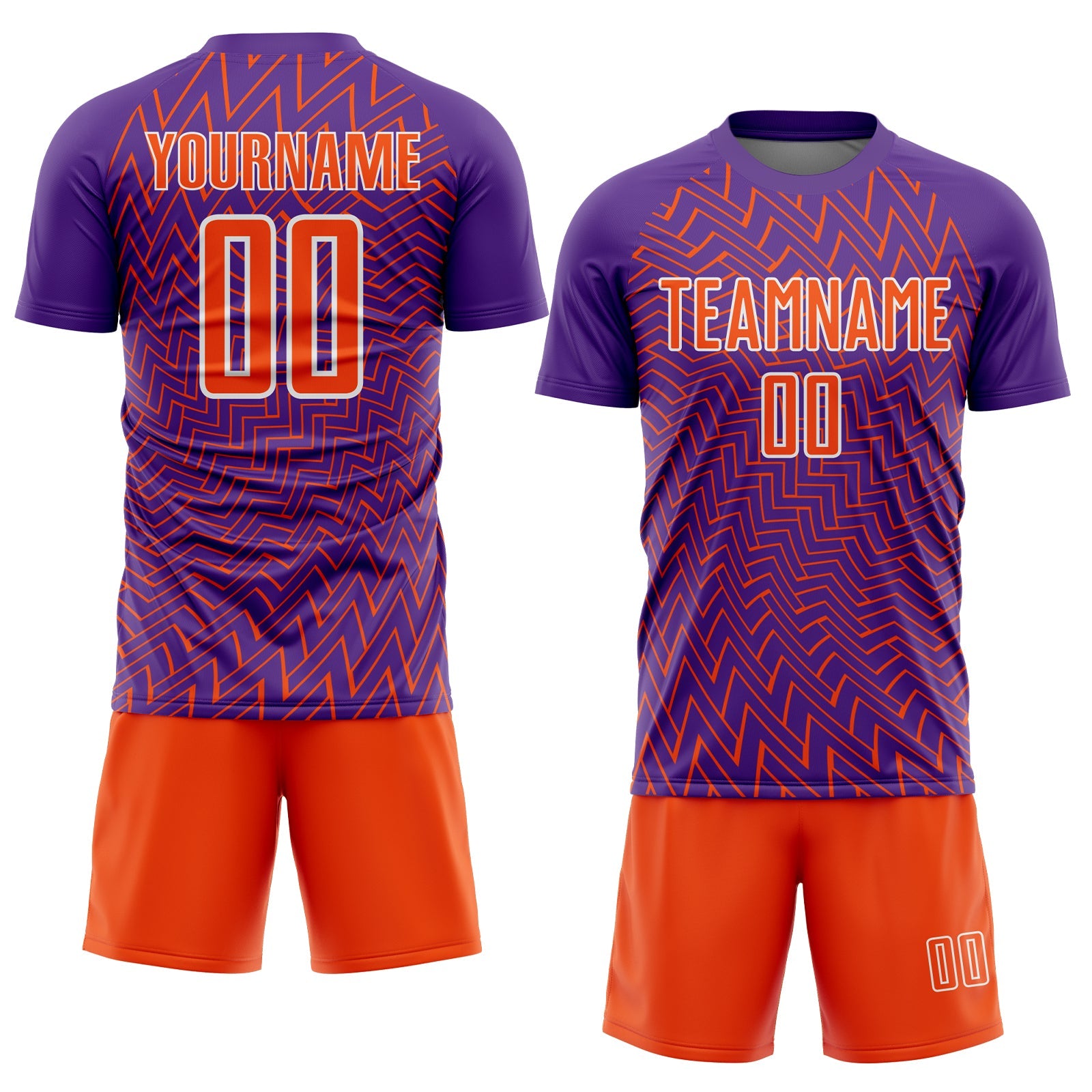 Custom Purple Orange-White Lines Sublimation Soccer Uniform Jersey view 2