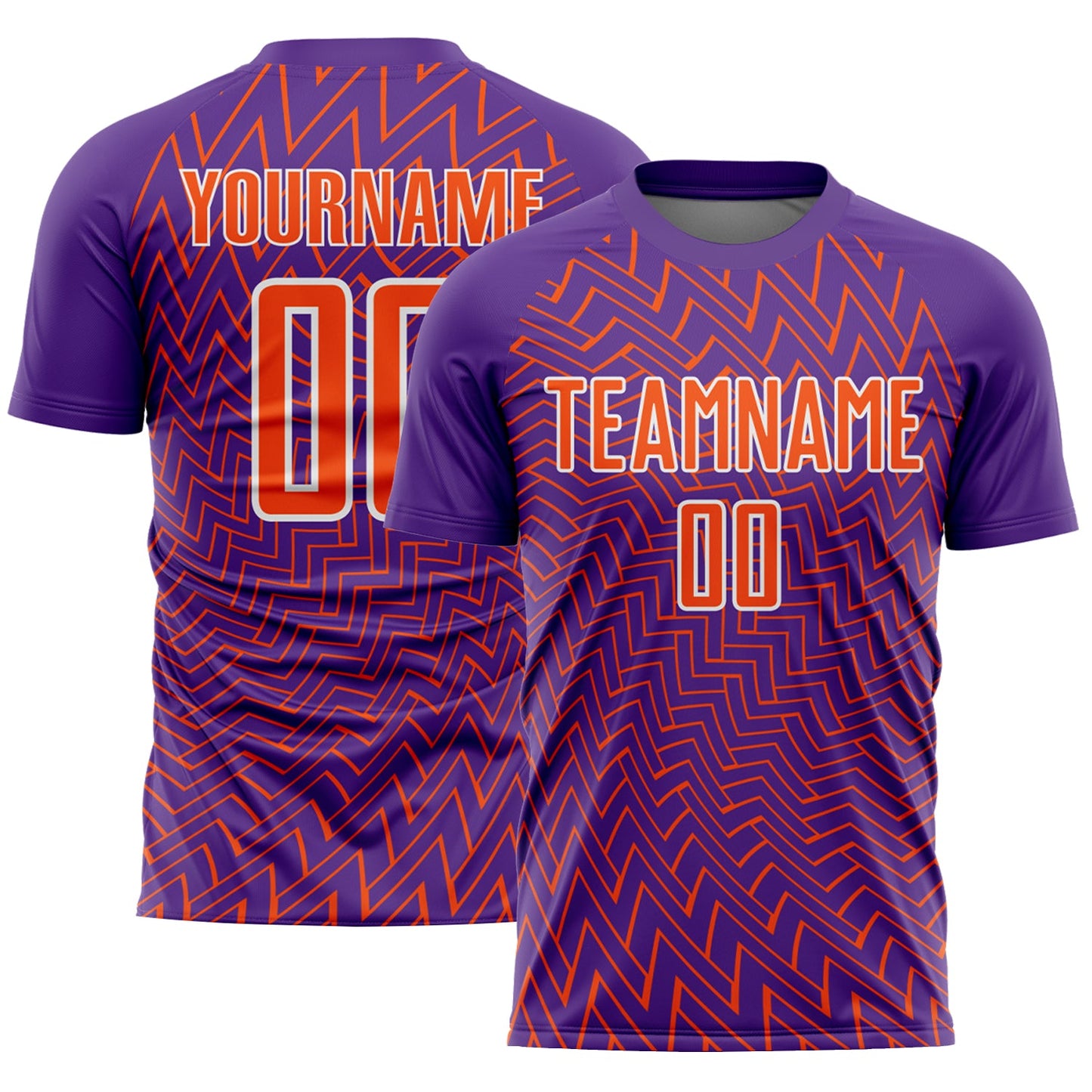 Custom Purple Orange-White Lines Sublimation Soccer Uniform Jersey - Main View