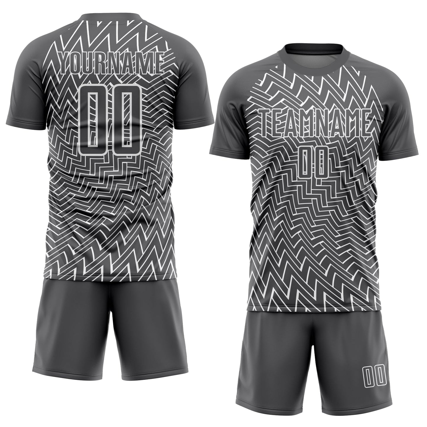 Custom Steel Gray White Lines Sublimation Soccer Uniform Jersey view 2