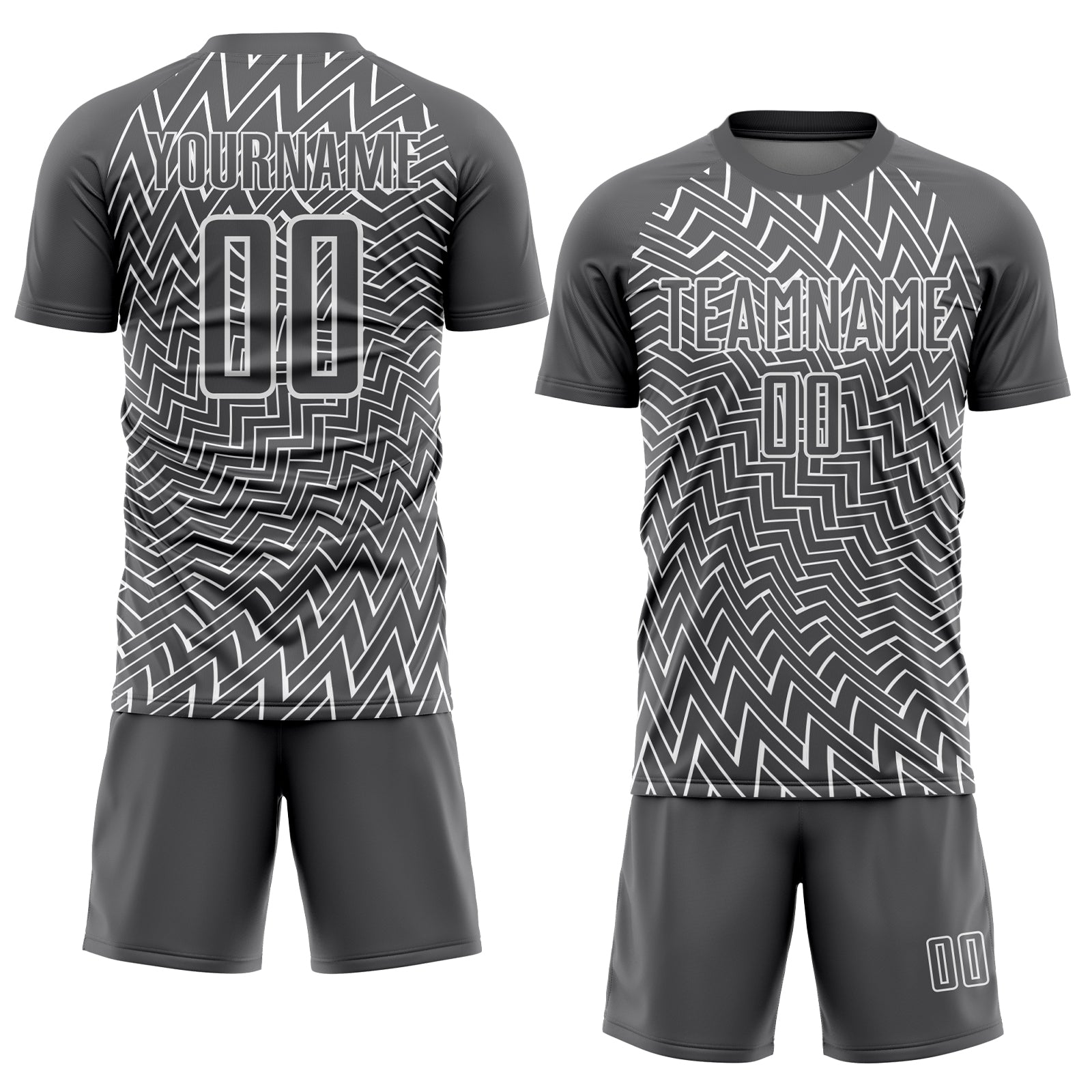 Custom Steel Gray White Lines Sublimation Soccer Uniform Jersey view 2