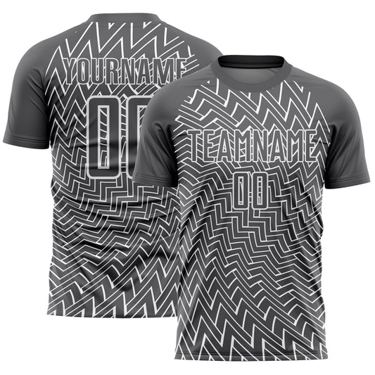 Custom Steel Gray White Lines Sublimation Soccer Uniform Jersey - Main View