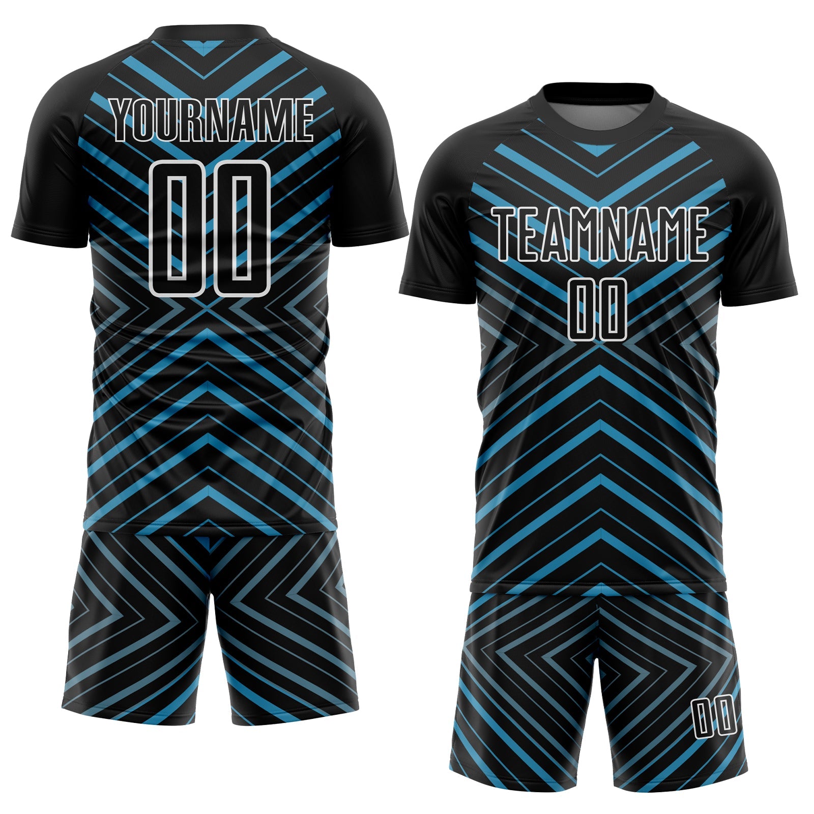 Custom Black Panther Blue-White Stripes Sublimation Soccer Uniform Jersey view 2