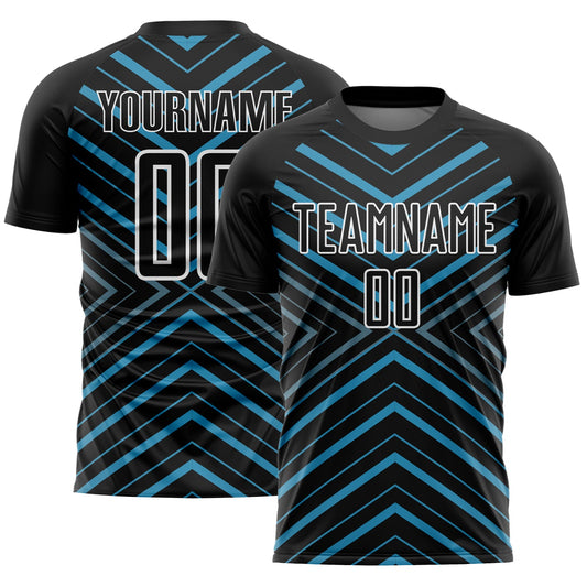 Custom Black Panther Blue-White Stripes Sublimation Soccer Uniform Jersey - Main View