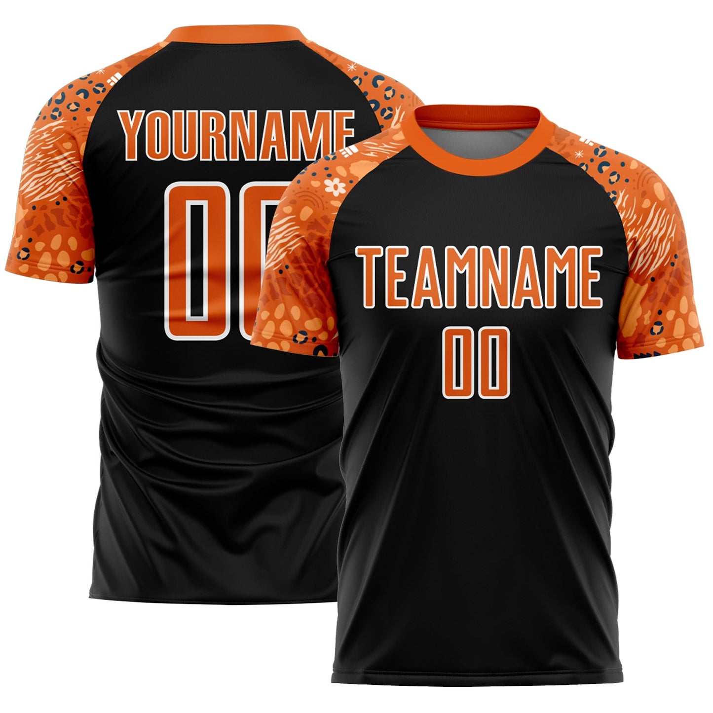 Custom Black Bay Orange-White African Pattern Sublimation Soccer Uniform Jersey - Main View