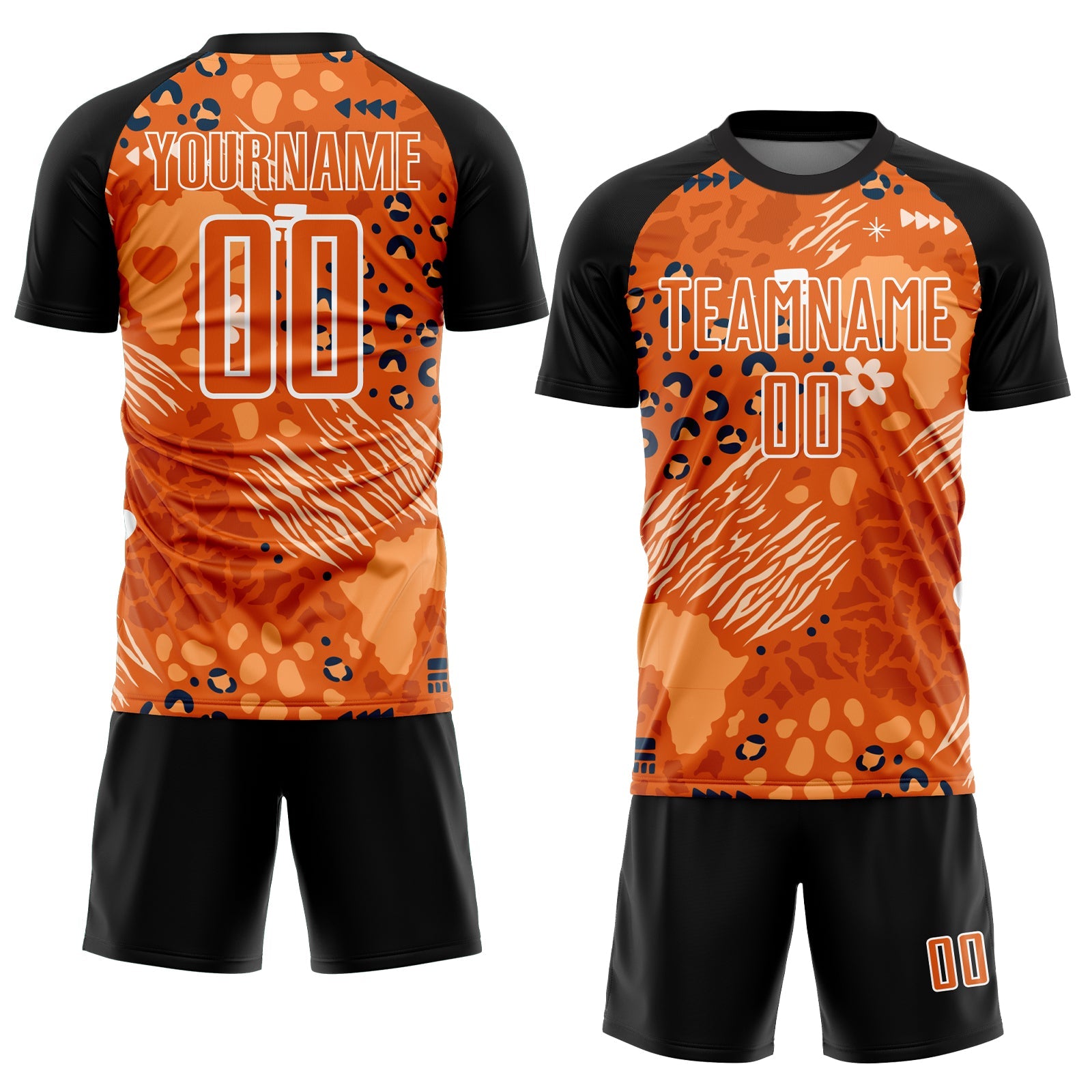 Custom Orange Bay Orange-Black African Pattern Sublimation Soccer Uniform Jersey view 2