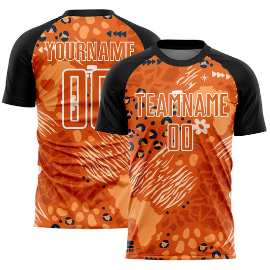 Custom Orange Bay Orange-Black African Pattern Sublimation Soccer Uniform Jersey - Main View