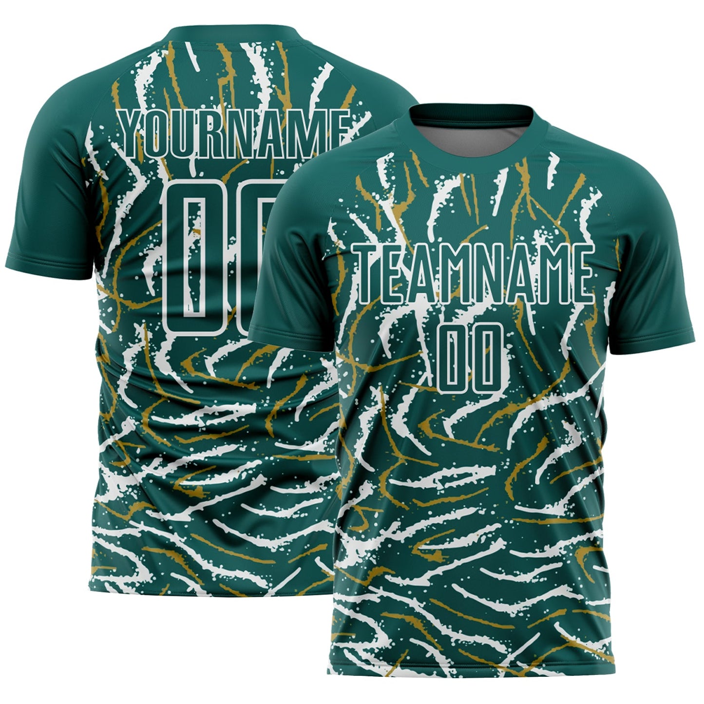 Custom Midnight Green White Curved And Wavy Lines Sublimation Soccer Uniform Jersey - Main View