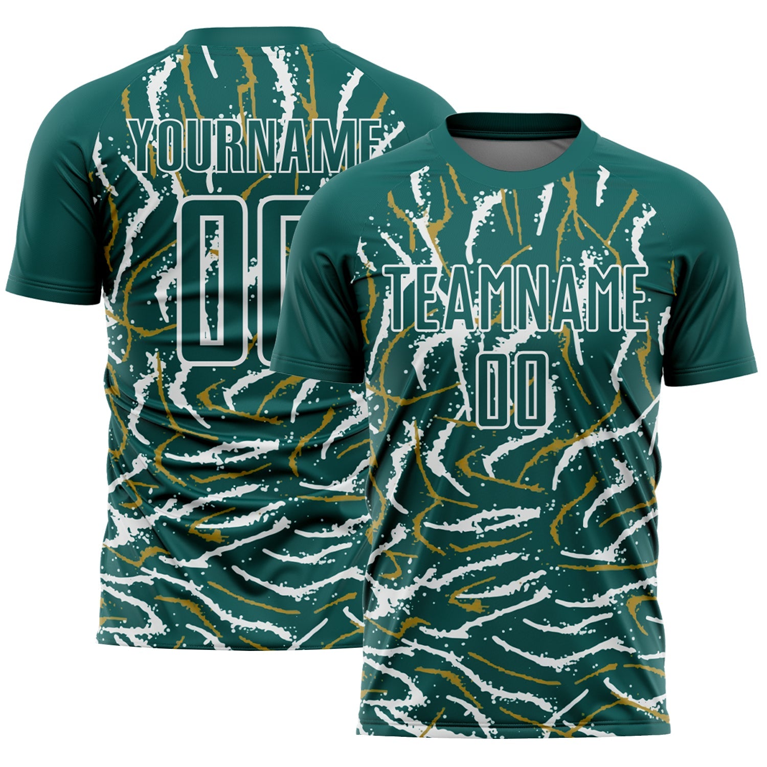 Custom Midnight Green White Curved And Wavy Lines Sublimation Soccer Uniform Jersey - Main View