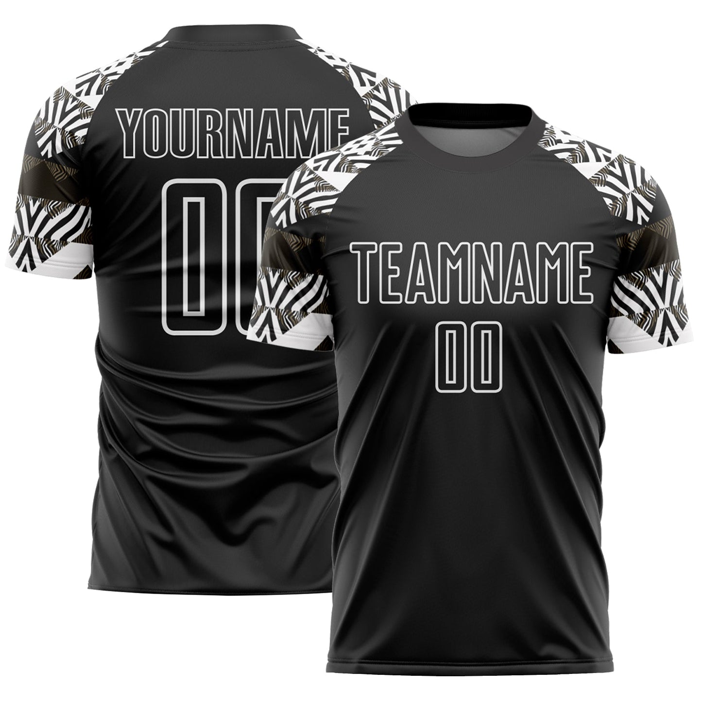 Custom Black White Zebra And Geometric Pattern Sublimation Soccer Uniform Jersey - Main View