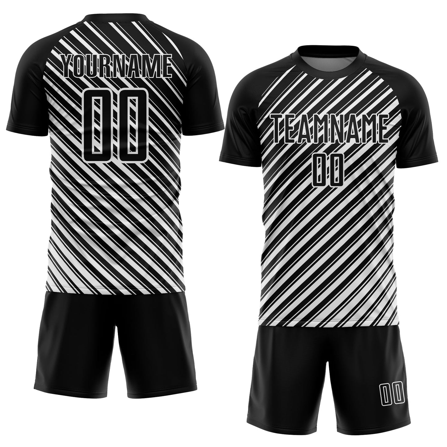 Custom Black White Slash Sublimation Soccer Uniform Jersey view 2
