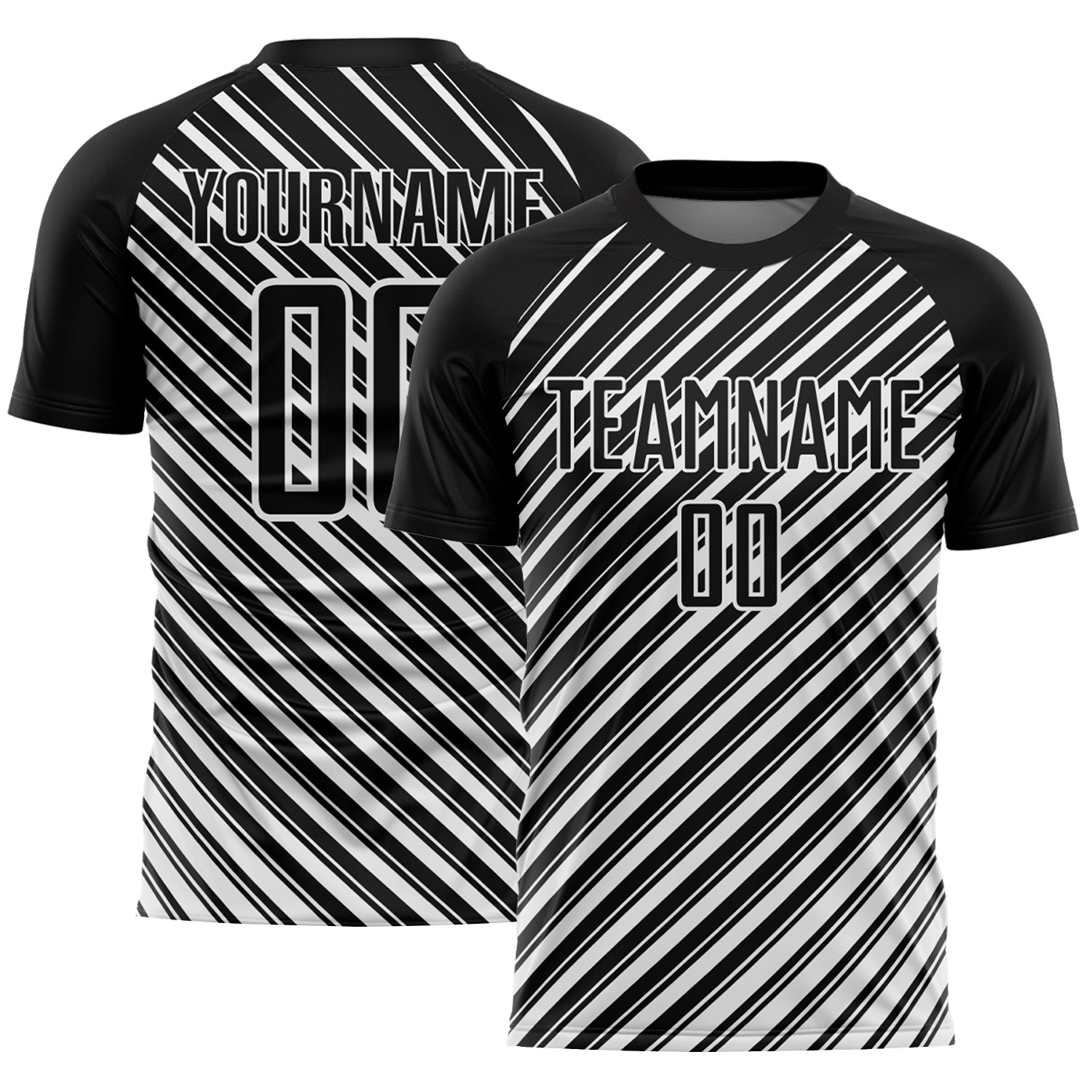 Custom Black White Slash Sublimation Soccer Uniform Jersey - Main View
