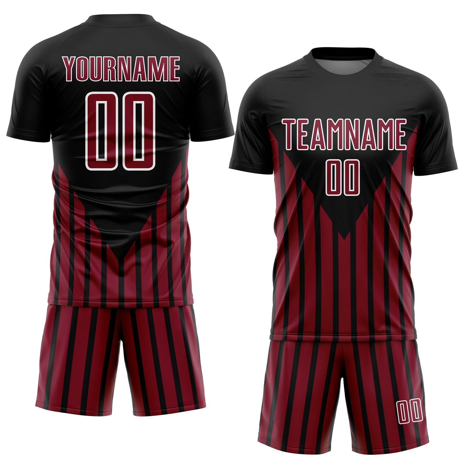 Custom Black Crimson-White Lines Sublimation Soccer Uniform Jersey view 2