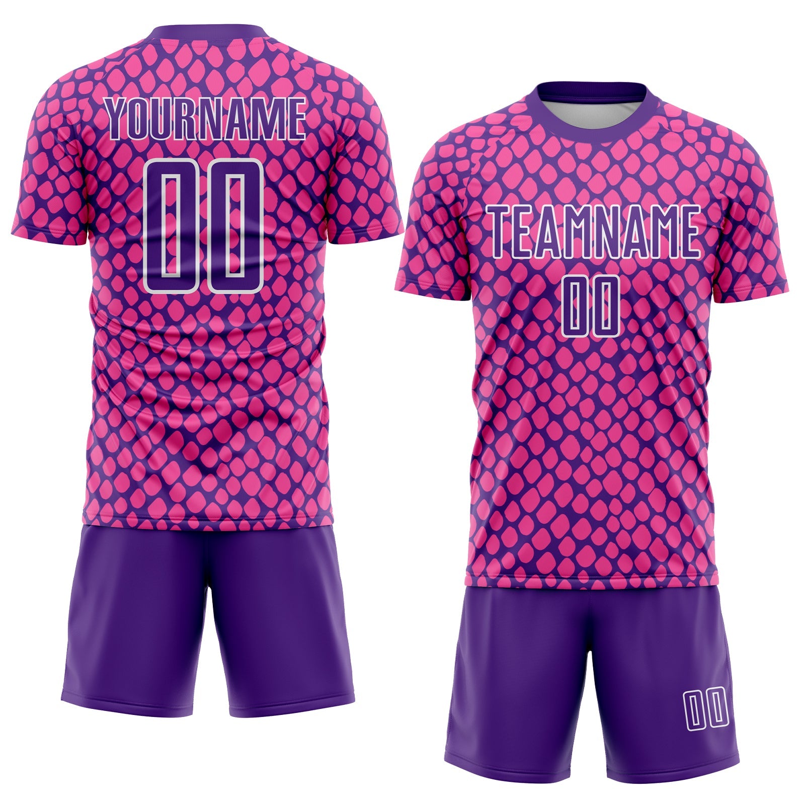Custom Pink Purple-White Snake Skin Sublimation Soccer Uniform Jersey view 2