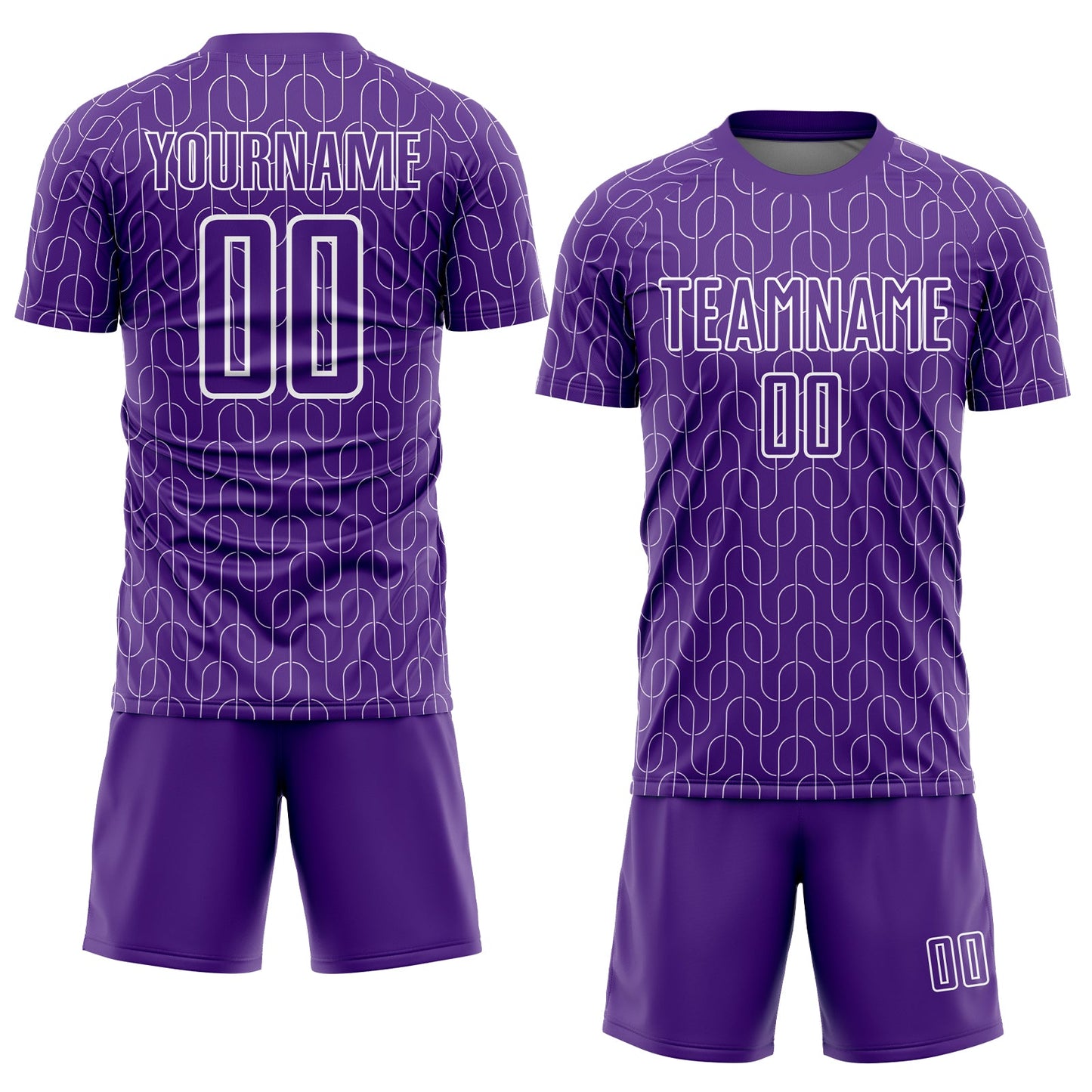 Custom Purple White Geometric Pattern Sublimation Soccer Uniform Jersey view 2