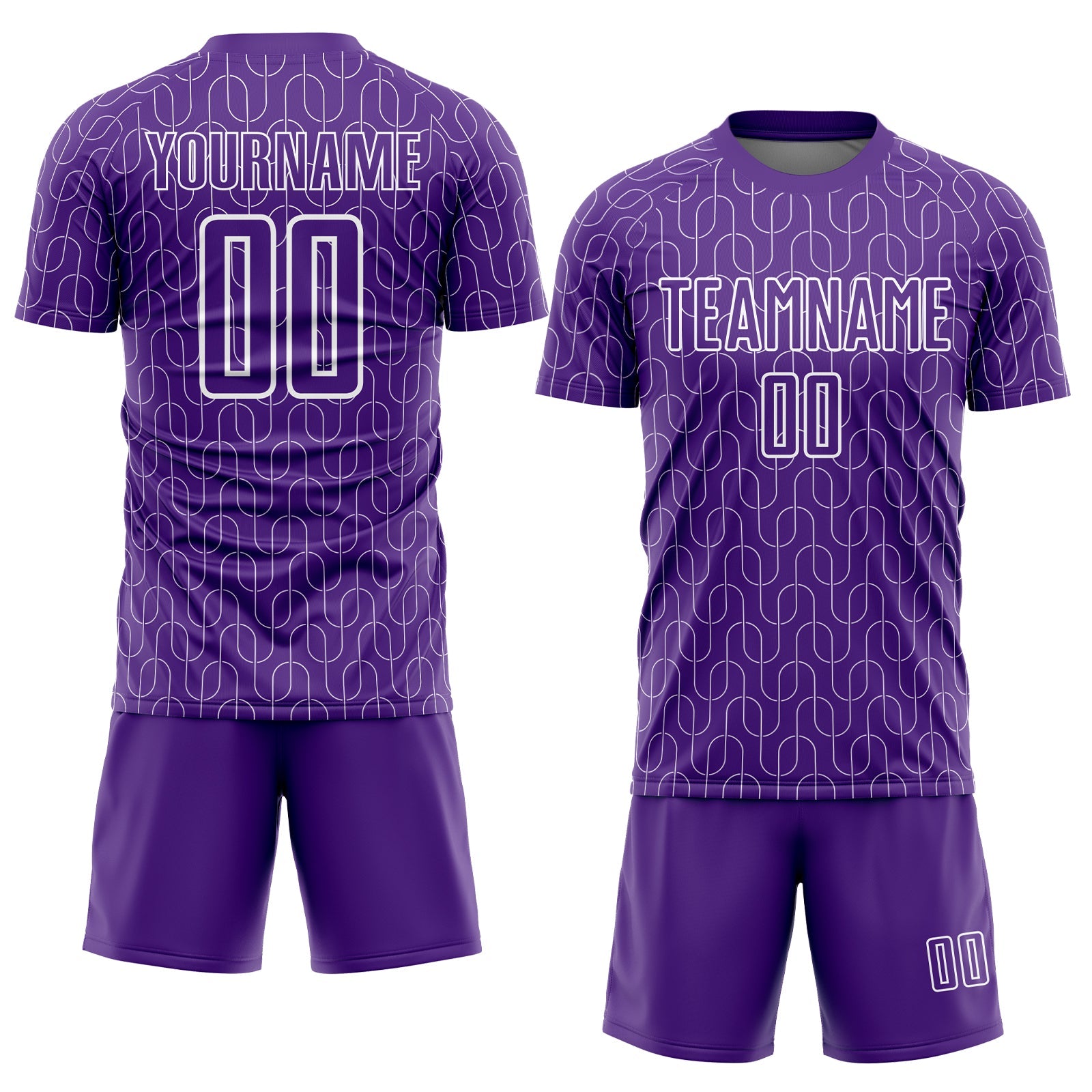Custom Purple White Geometric Pattern Sublimation Soccer Uniform Jersey view 2