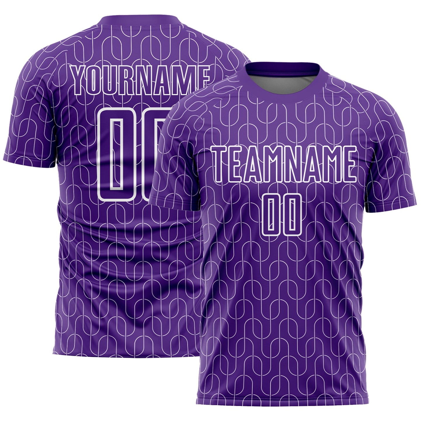Custom Purple White Geometric Pattern Sublimation Soccer Uniform Jersey - Main View