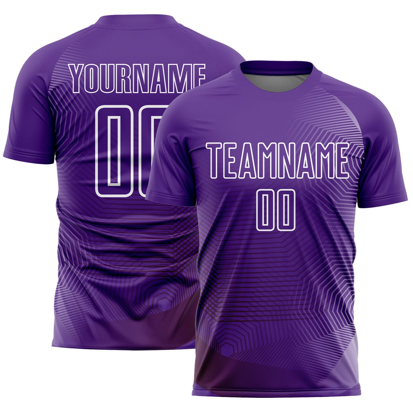 Custom Purple White Geometric Lines Sublimation Soccer Uniform Jersey - Main View