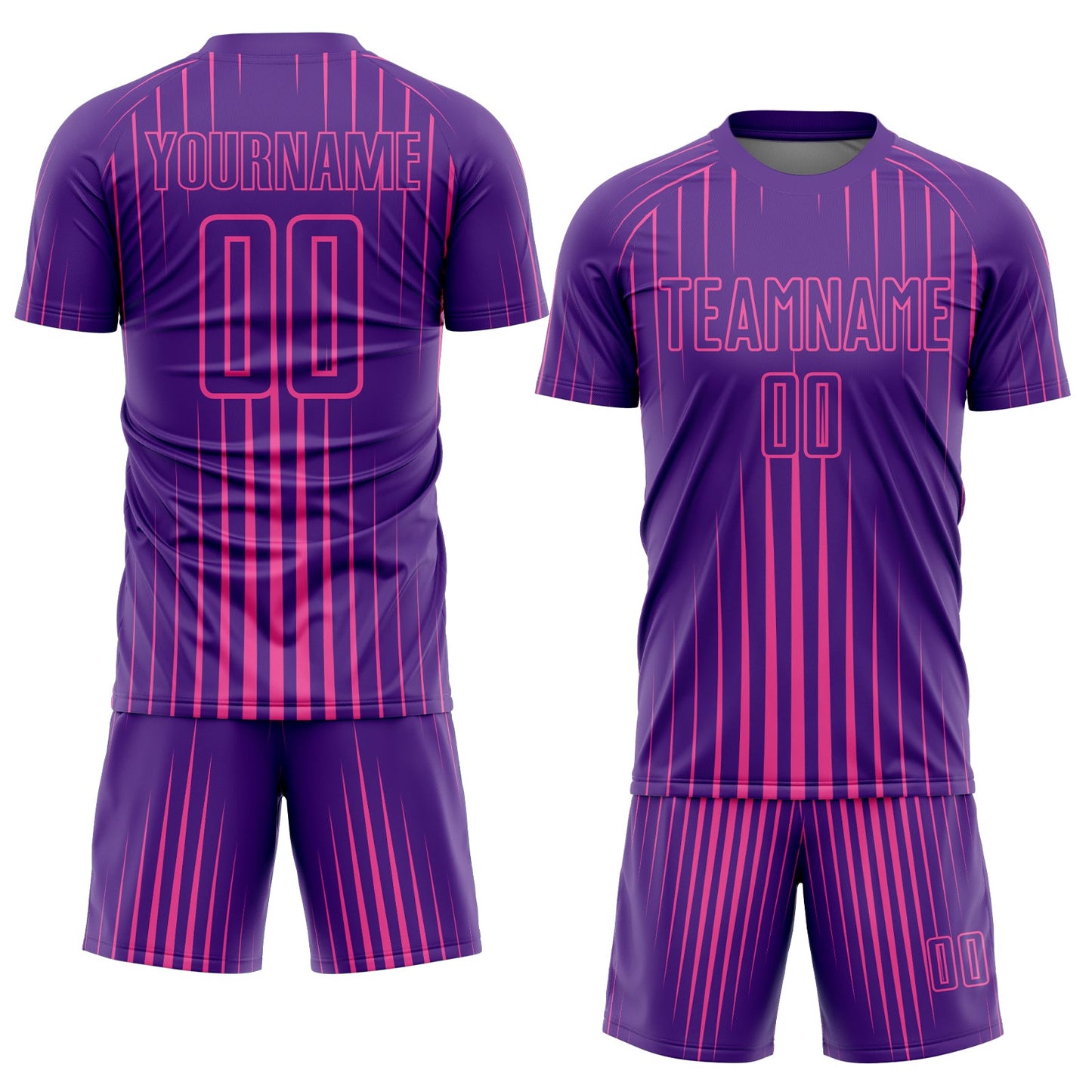 Custom Purple Pink Lines Sublimation Soccer Uniform Jersey view 2