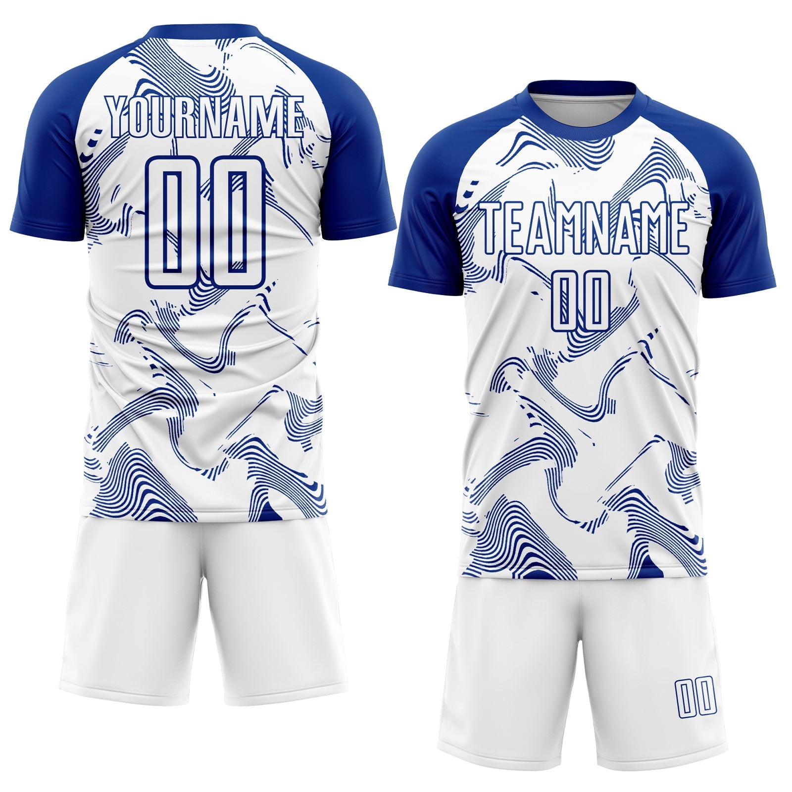 Custom White Royal Curve Lines Sublimation Soccer Uniform Jersey view 2