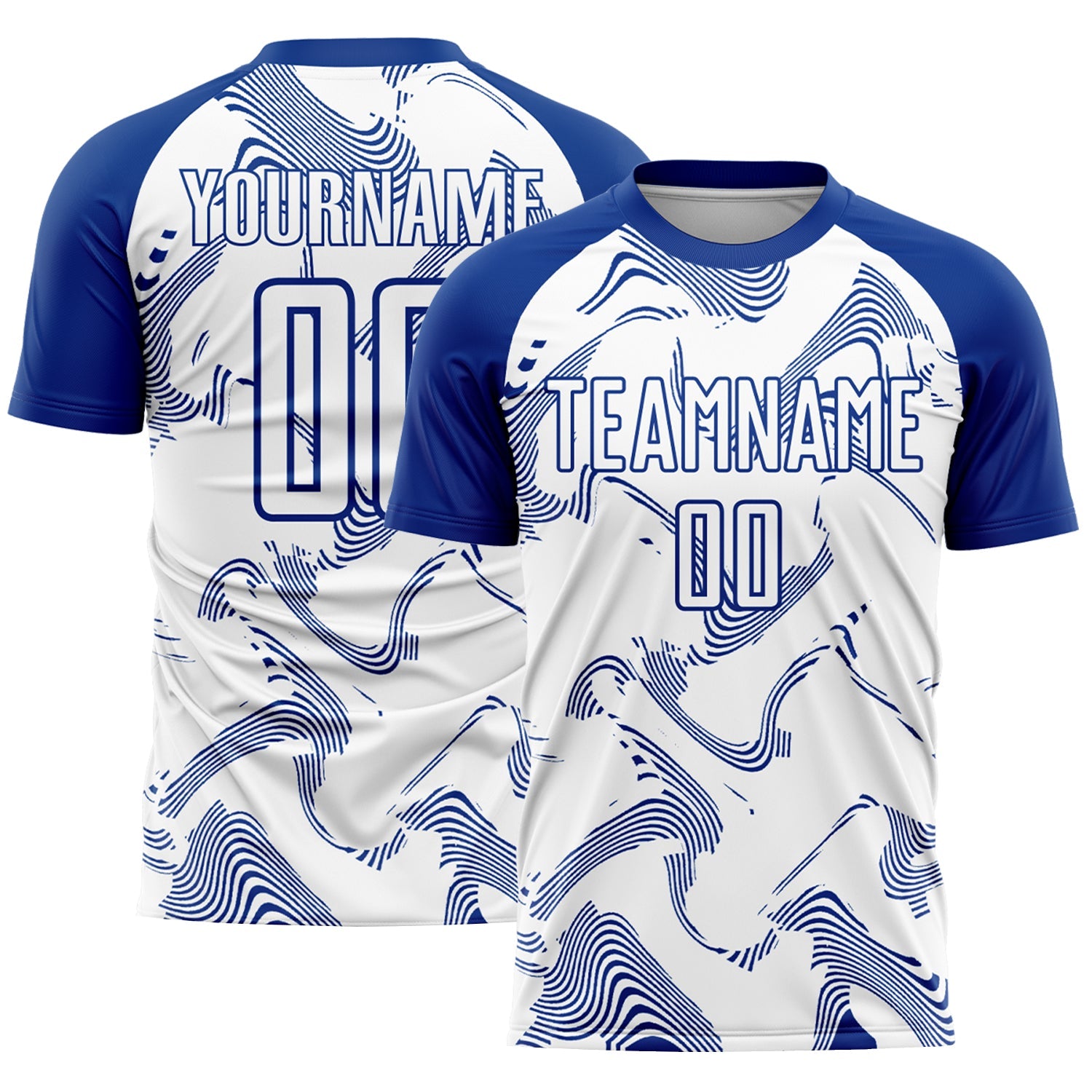 Custom White Royal Curve Lines Sublimation Soccer Uniform Jersey - Main View