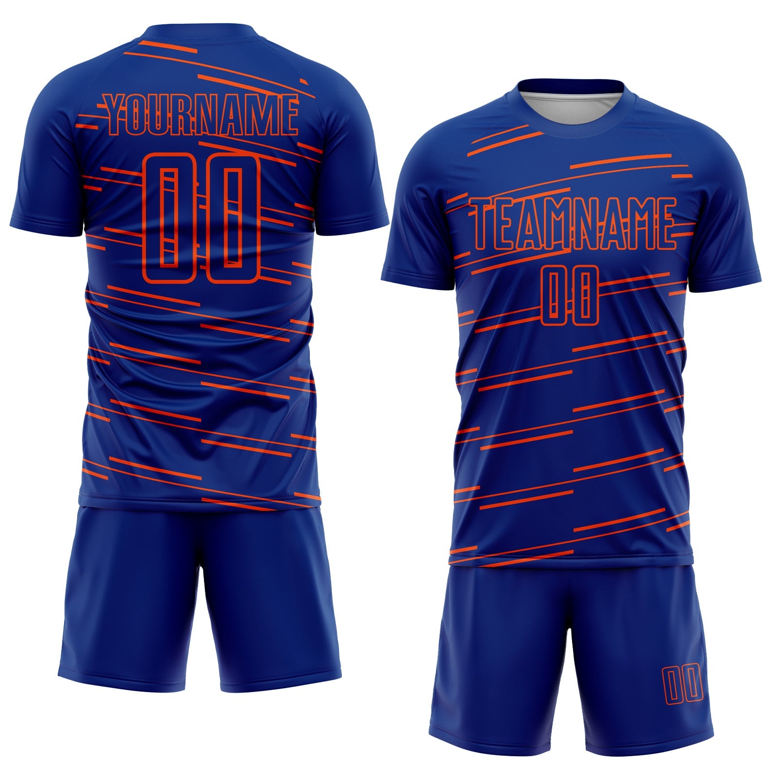 Custom Royal Orange Lines Sublimation Soccer Uniform Jersey view 2