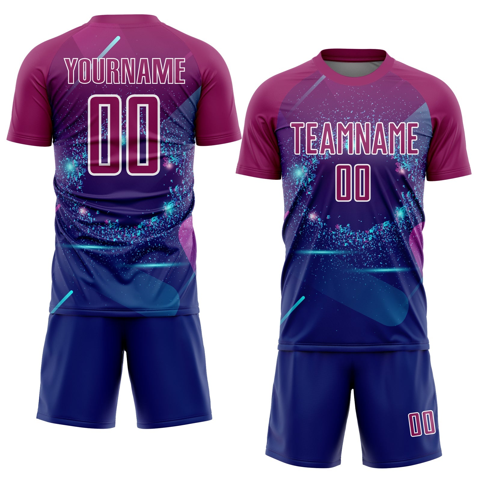 Custom Royal Purple-White Stars And Lines Sublimation Soccer Uniform Jersey view 2