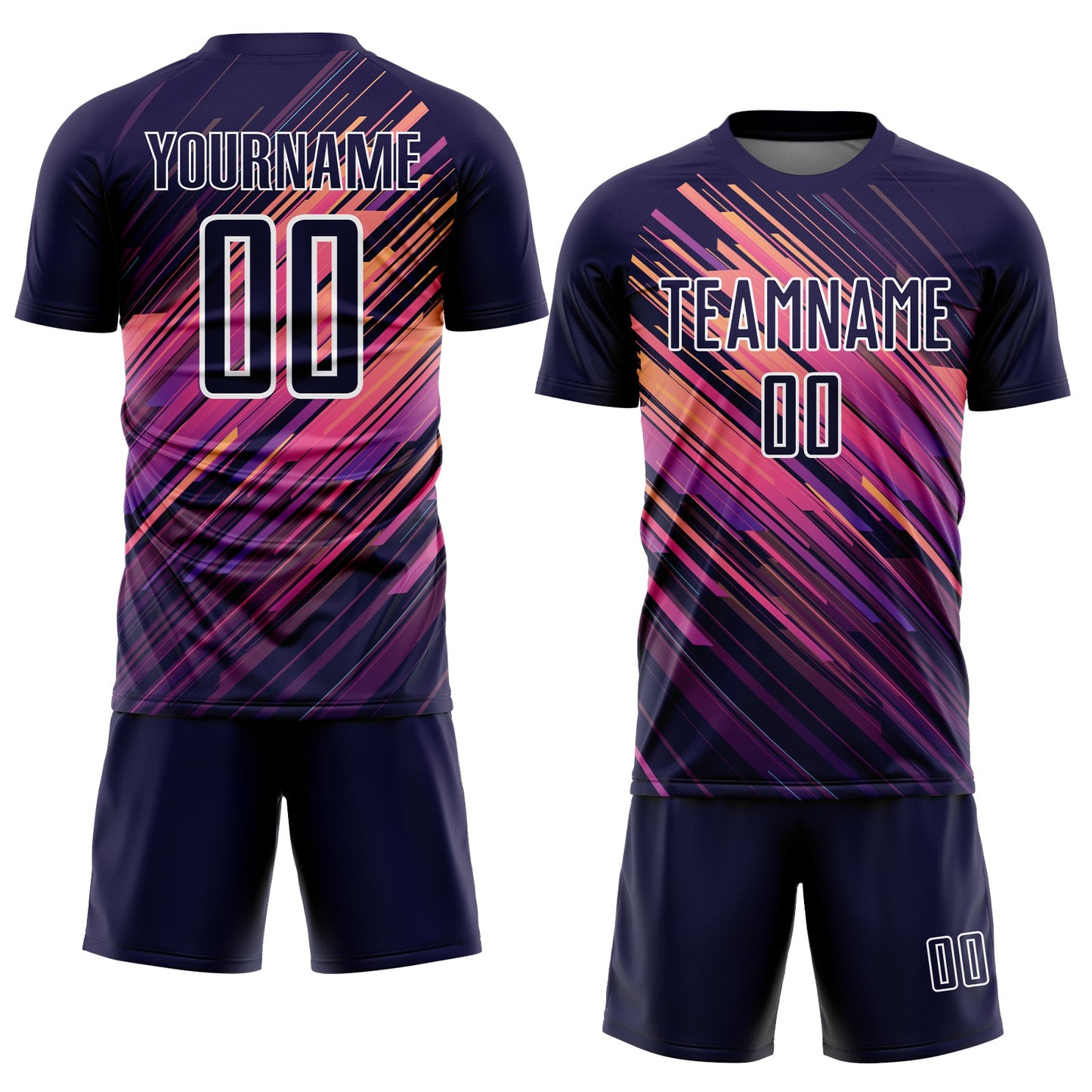 Custom Navy White Lines Sublimation Soccer Uniform Jersey view 2