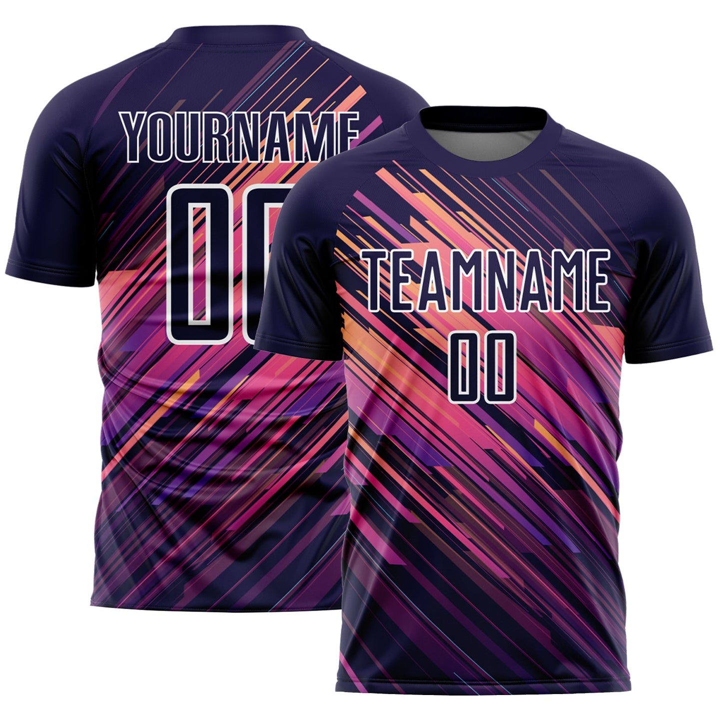 Custom Navy White Lines Sublimation Soccer Uniform Jersey - Main View