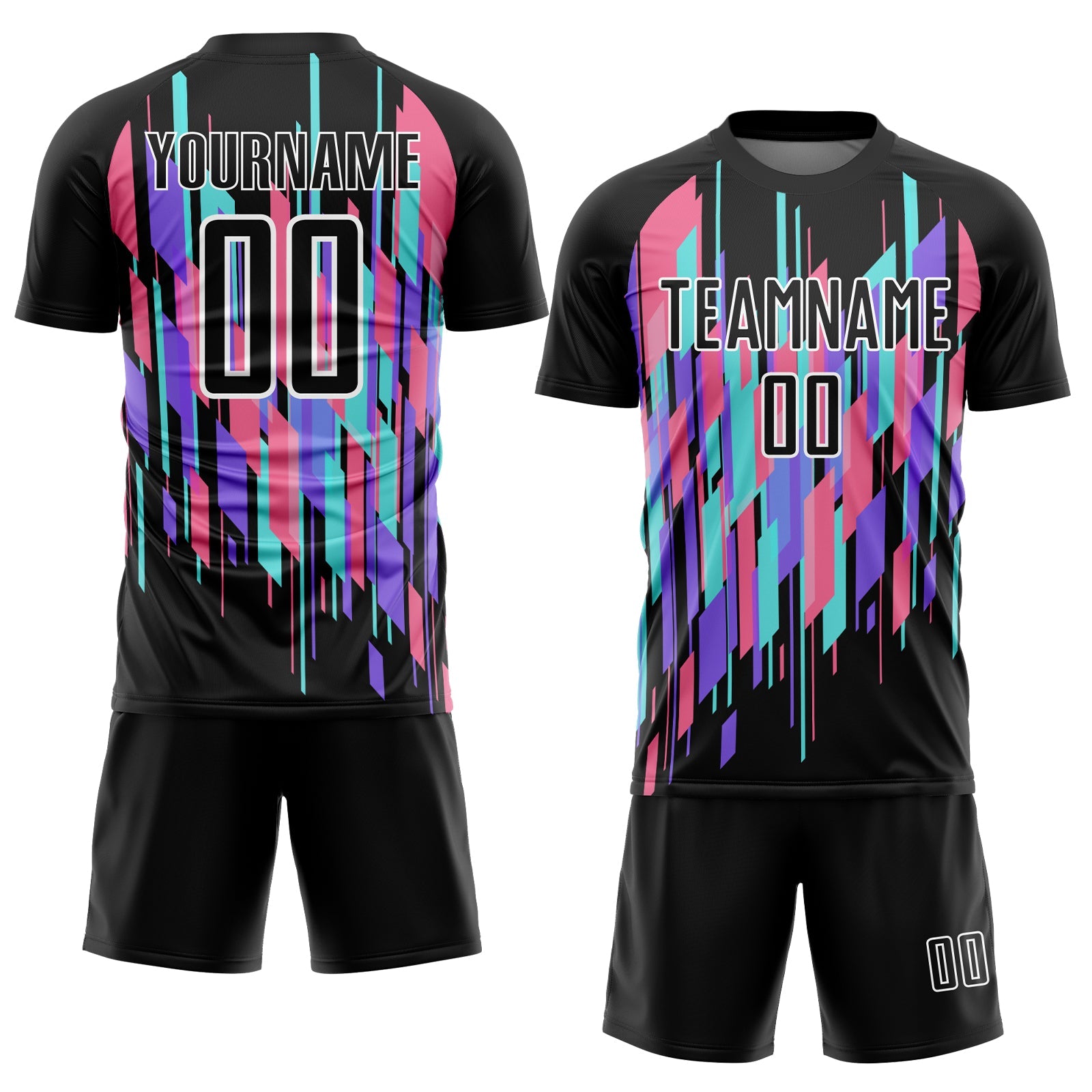Custom Black White Geometric Shapes Sublimation Soccer Uniform Jersey view 2