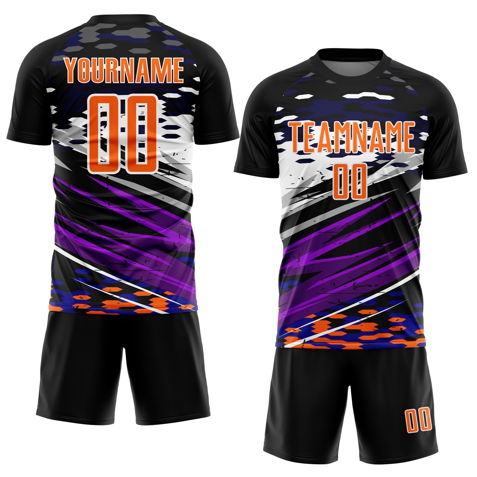 Custom Black Bay Orange-White Lines Sublimation Soccer Uniform Jersey view 2