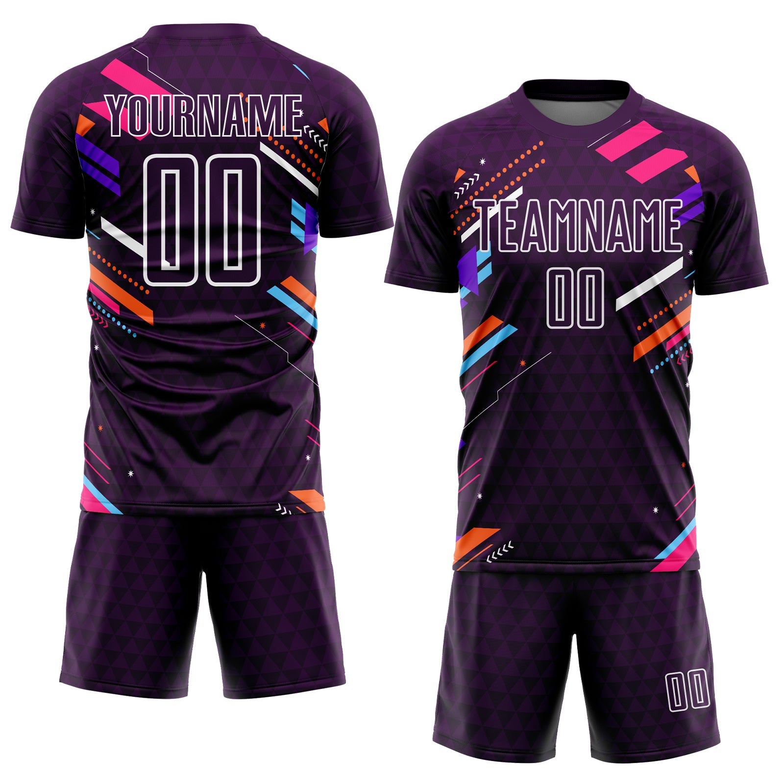 Custom Purple White Lines Sublimation Soccer Uniform Jersey view 2
