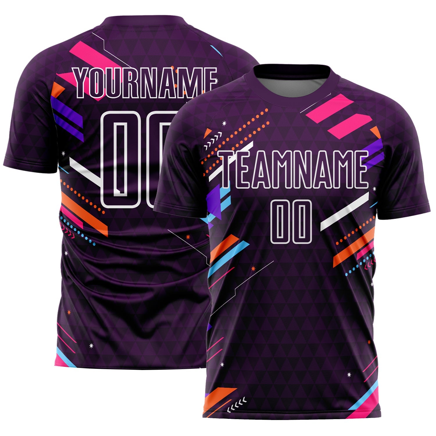 Custom Purple White Lines Sublimation Soccer Uniform Jersey - Main View